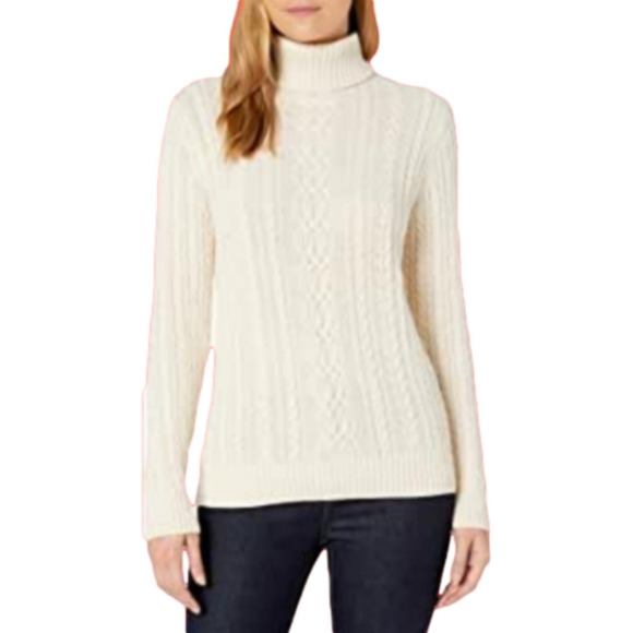 Amazon Essentials Women's Fisherman Cable Turtleneck Sweater Size Small - Picture 1 of 4